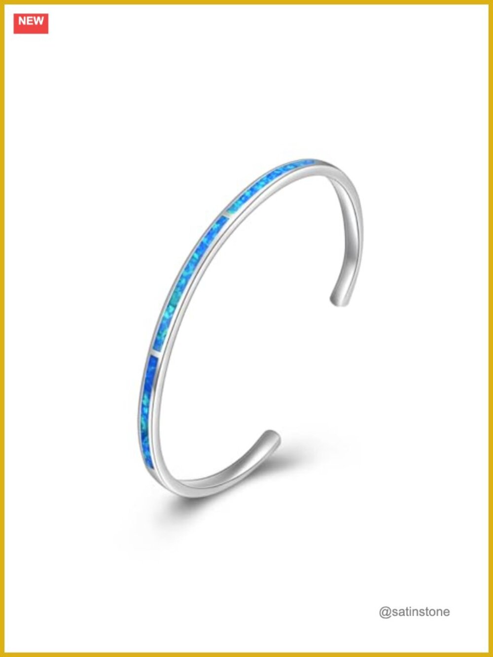 Sterling Silver Opal Cuff Bracelet Adjustable Bangle Jewelry Gift for Her